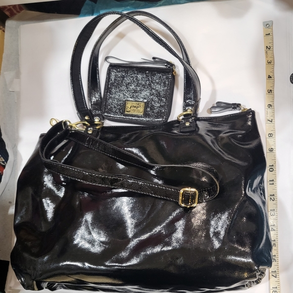 Leather Coach F20004 Poppy Daisy Patent Leather XL Tote Bag & Matching Wallet - Picture 4 of 8